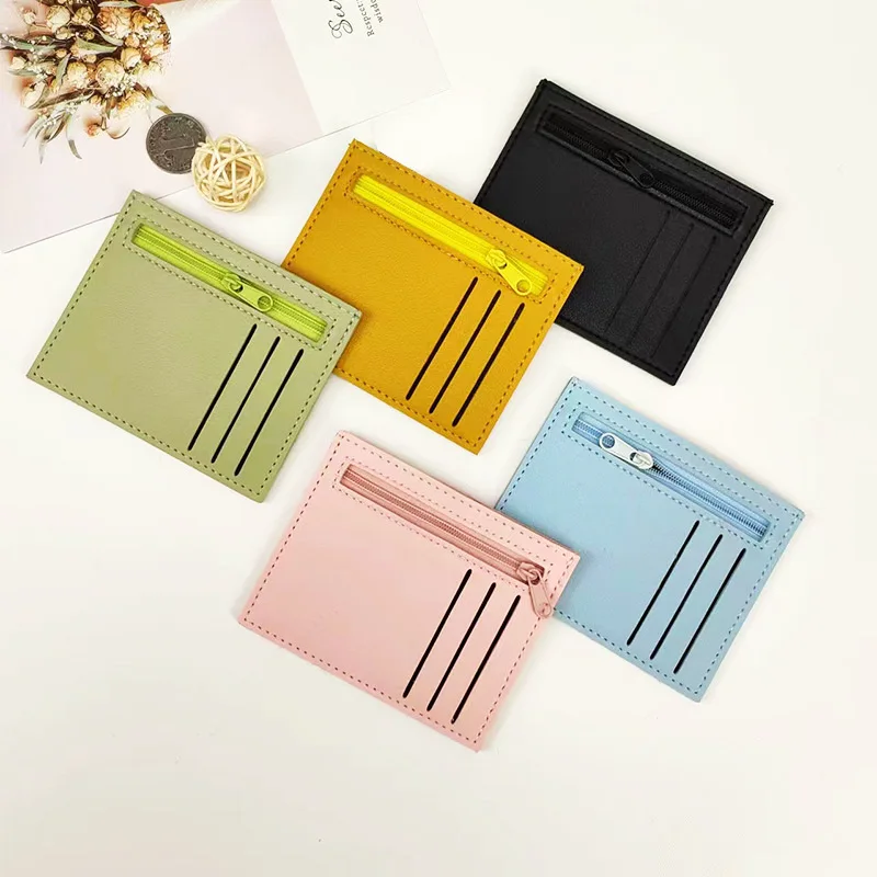 

PU Leather Credit Card Holder Portable Women Slim Wallet Card Case Coin Purse Men Women Mini Wallet Simple Ultrathin With Zipper