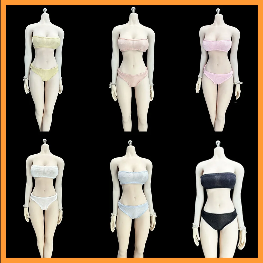 CJG-052 1/6 Женский солдат эластичный ультратонкий бюстгальтер без бретелек стринги