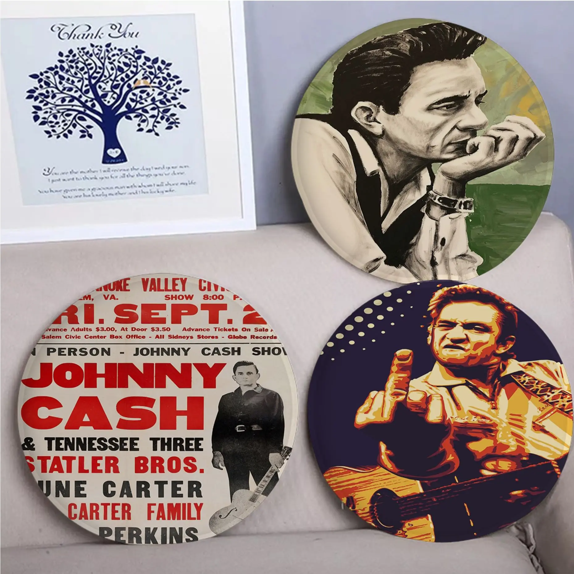 

Rock Music Band Star Johnny Cash Creative Seat Cushion Office Dining Stool Pad Sponge Sofa Mat Non-Slip Sofa Cushion