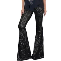 sexy shining sequin flare pants for woman high waist flares culotte glitter ladies party trousers gorgeous long bell bottoms xl