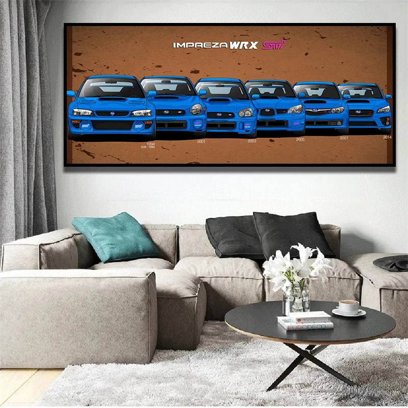 Настенная печать Blue Cool Car Impreza WRX STI