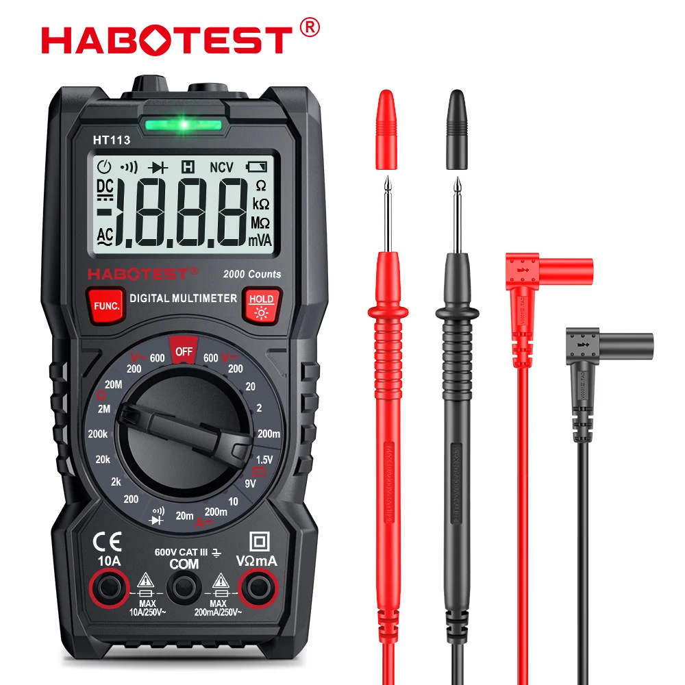 

Цифровой мультиметр HABOTEST HT113, вольтметр, амперметр постоянного/переменного тока, сопротивление, Омметр, индикатор напряжения диода