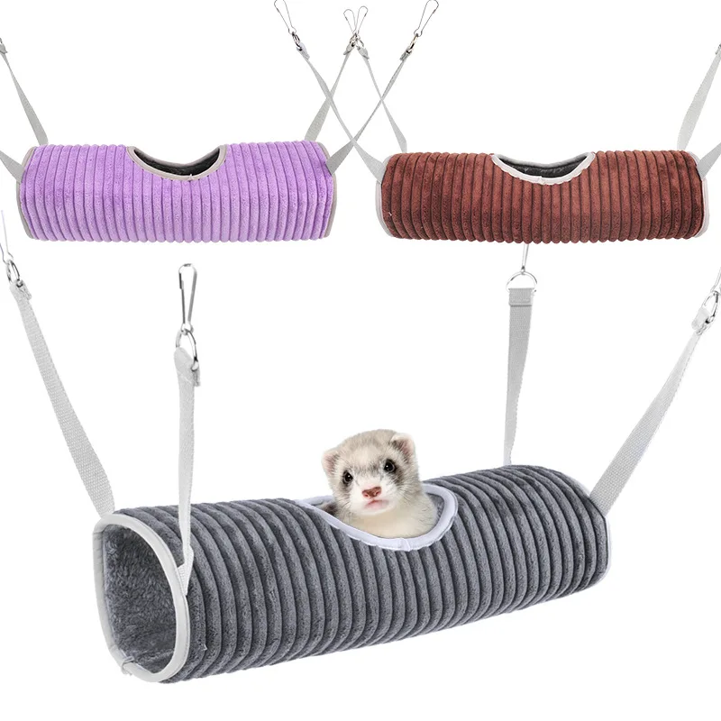 

Hide Small Play Hideaway Tube Swing Tunnel Warm Hammock Ferret Hamster Toy Bed Nest Animals Sleeping Cage Rat Hanging