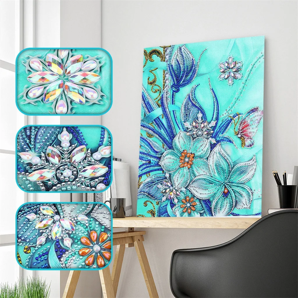 

Flowers Butterflies 5D DIY Diamond Painting Kits Special-shaped Partial Drill Home Decor