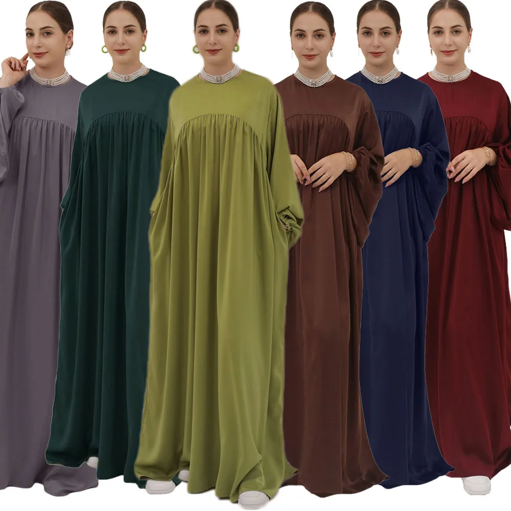 

Prayer Garment Muslim Women Loose Modest Abayas Turkey Arab Kaftan Dubai Maxi Dress Islam Eid Ramadan Femme Jilbab Robe Clothing