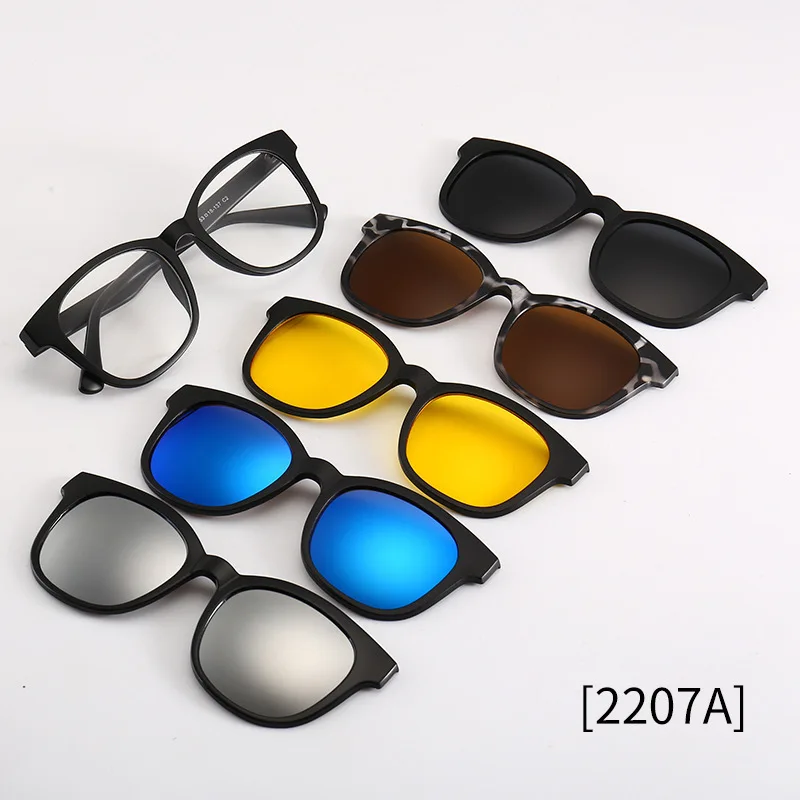 

5 lenes Magnet Sunglasses Clip Mirrored Clip on Sunglasses clip on glasses Men Polarized Clips Custom Prescription Myopia