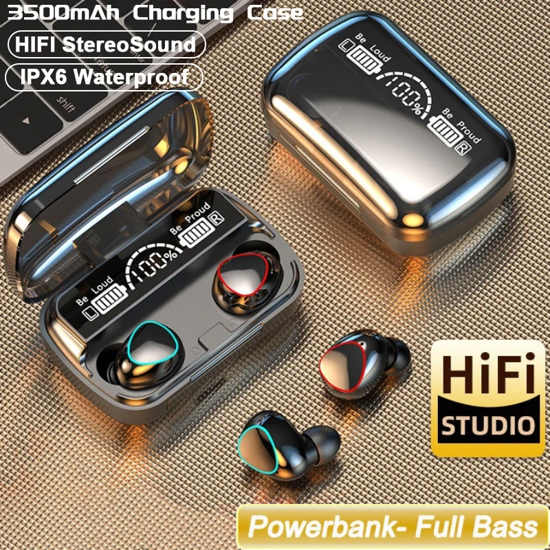 Наушники-вкладыши M10 TWS Беспроводные с поддержкой Bluetooth и зарядным футляром на 3500 мА · ч