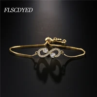 flscdyed 2022 link chain bracelet for women aaa zircon heart adjustable jewelry friendship gold bracelets valentines day gift