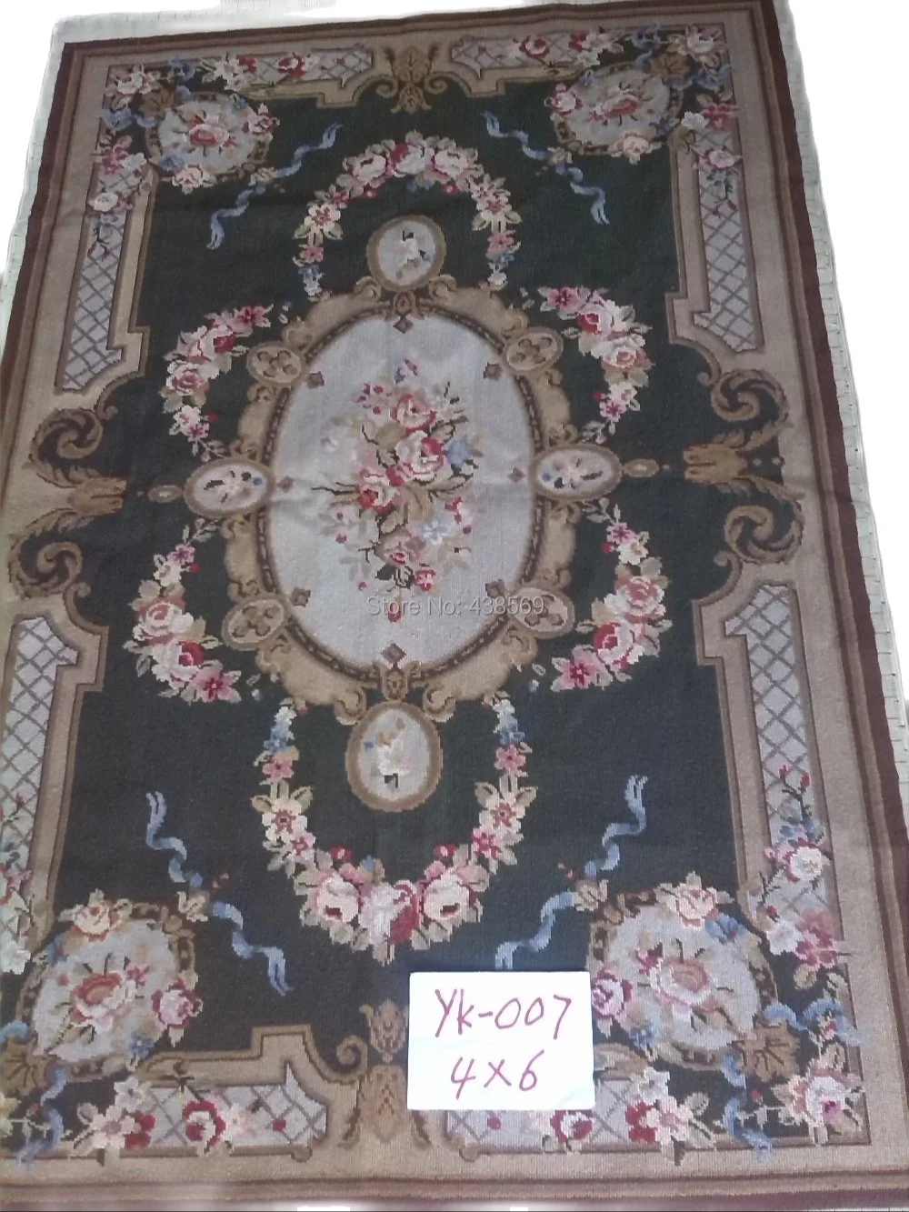 

Бесплатная доставка 10K 4 'x 6' вышитые шерстяные коврики из чистой шерсти и искусственной кожи темно-зеленая Флора