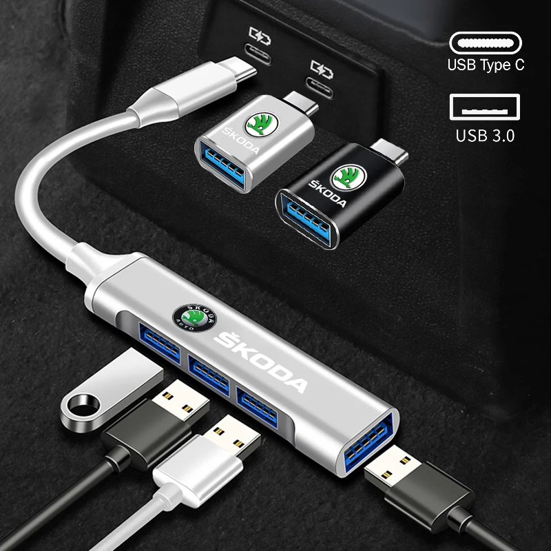 Адаптер USB Type-C OTG для Skoda Octavia Rapid Fabia Superb Kodiaq Scala Karoq Kamiq | Автомобили и мотоциклы