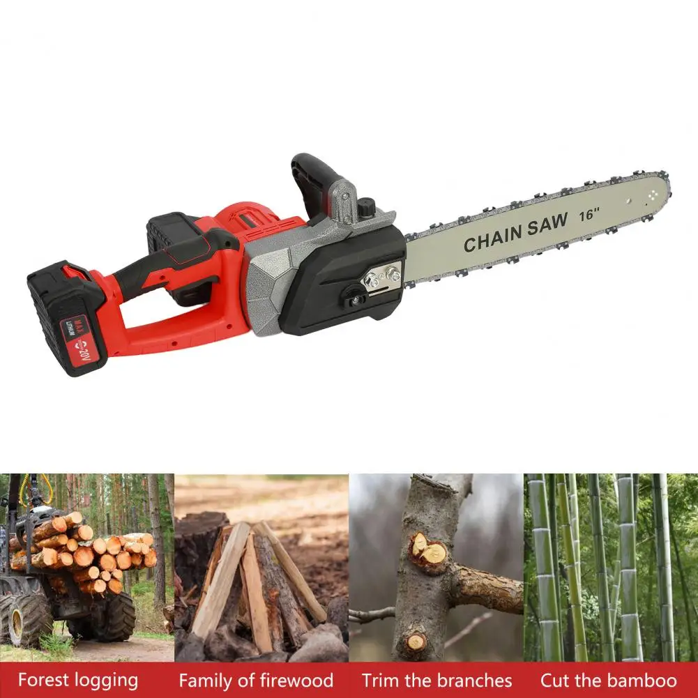 

Cordless Chain Saw 1 Set Durable Long Endurance Integrated Guide Plate Auto Lubrication Garden Wood Chainsaw Set for Home