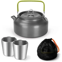 1 2l outdoor lightweight camping teapot kettle coffee pot with two cups backpacking storage bag for camping tourism hiking