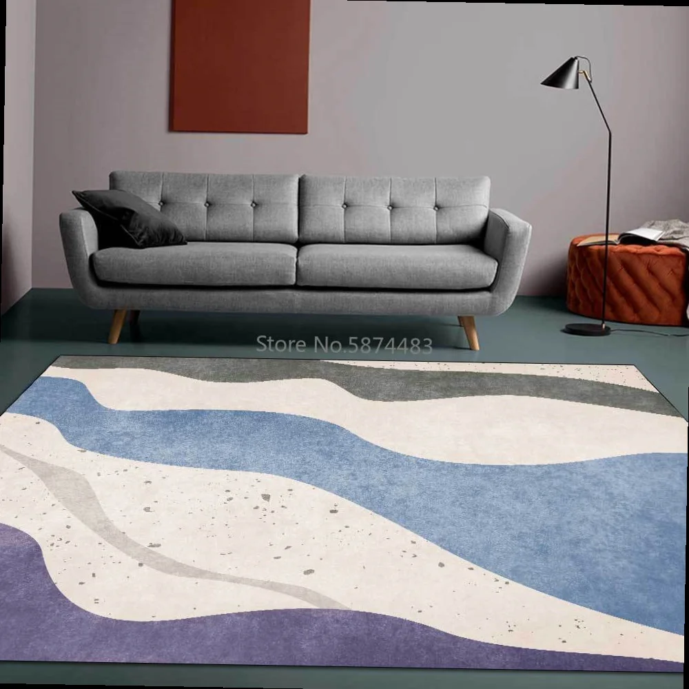 

New 200*300cm Fashion Modern Abstract Marble Pattern Blue Purple Wave Living Room Mat Carpet Bedroom Floor Bedside Customization