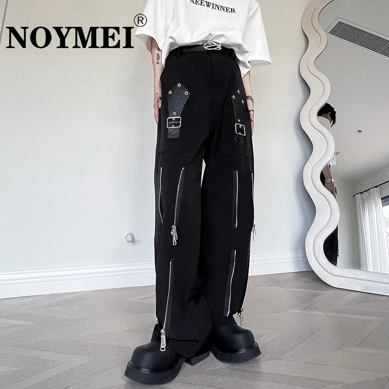 

NOYMEI Diablo Men Leggings Cargo Pants Loose Straight All-match Functional Casual Pants Autumn Zipper Decoration Trousers WA2289