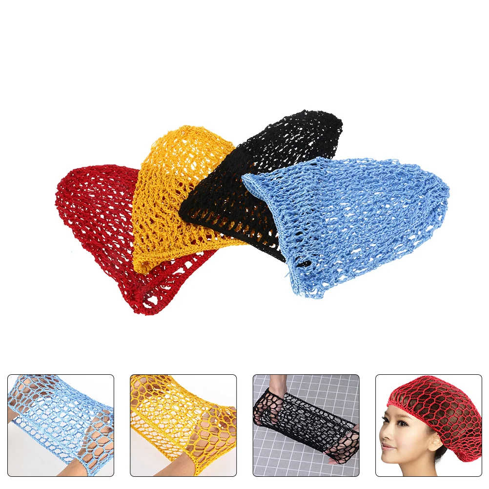 

Hair Net Crochet Snood Cap Mesh Women Hairnet Hat Short Sleeping Hairnets Bun Cover Vintage Nets Woven Black Snoods