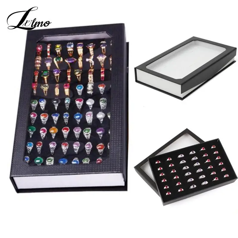 36/72 Holes Rings Storage Case Box Fashion Rectangle Jewelry Display Tray Holder Stand Rack Jewelry Box Storage Tray