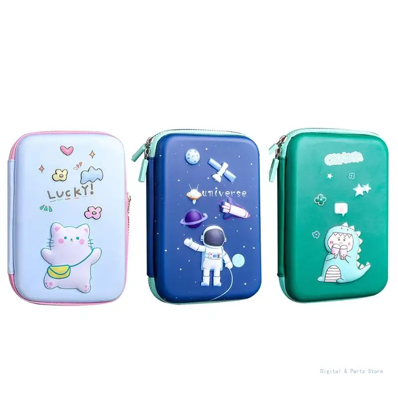 

M17F Cartoon Lucky Kitten Pencil for CASE Double Zippers Closure Multiple Compartments Staionery for CASE Pencil