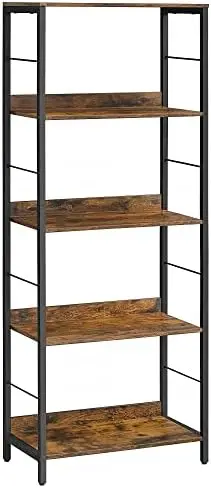 

Bookshelf, Bookcase for Office, 11.8 x 23.6 x 56.7 Inches, Shelving Unit, with Back Panels, Industrial Style, for Living Room, S
