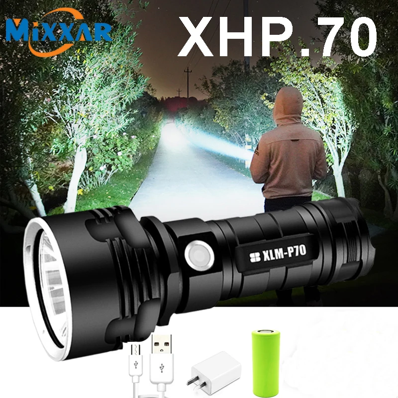 Фонарик ZK5, супермощный фонарик, L2 XHP50, тактический фонарь с аккумулятором USB, водонепроницаемая лампа, Ультраяркий фонарь для кемпинга
