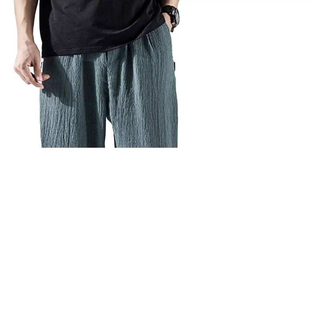 

Men Super Thin Drawstring Solid Color Multi Pockets Harem Pants Trousers for Sports