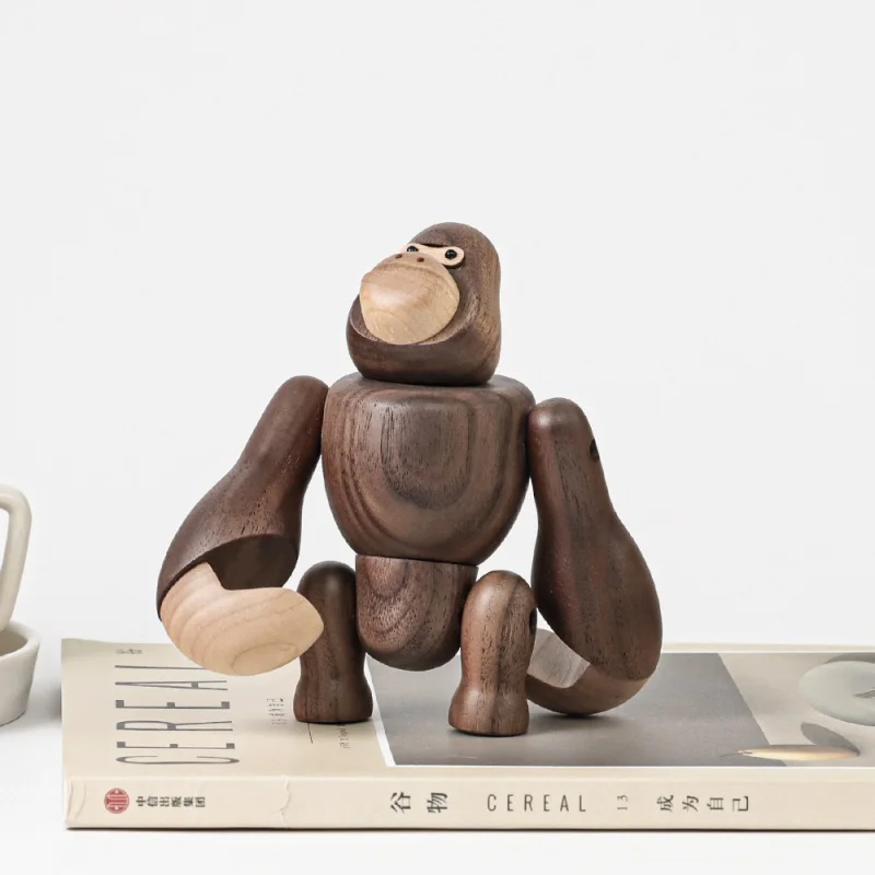 

Nordic Wooden King Kong Dolls Gorilla Figurines Hanging Monkey Home Decoration Accessories Brown Handicrafts Ornament Man Gifts