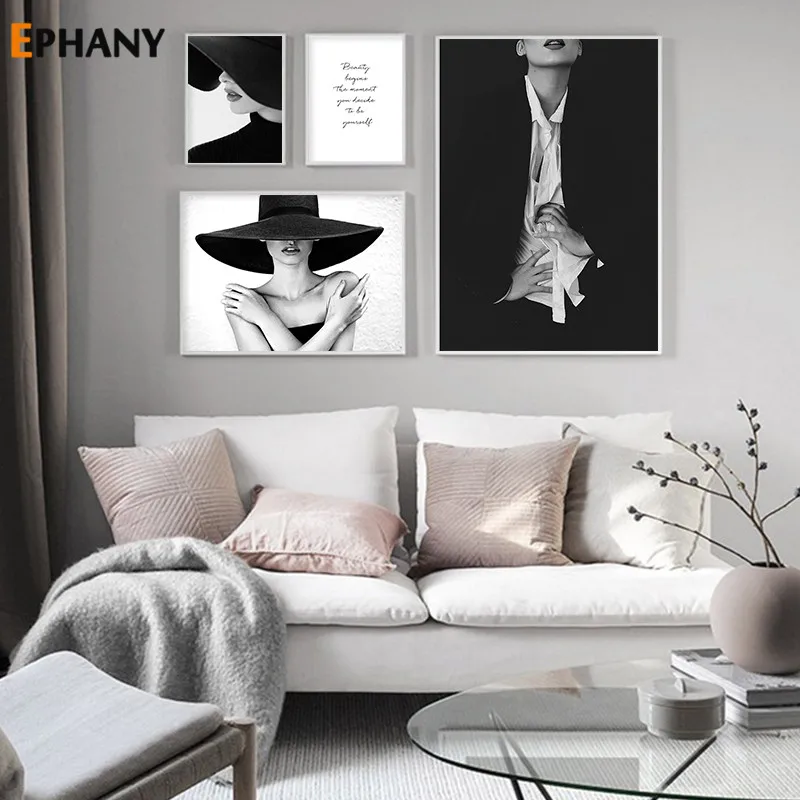 

Modern Black White Sexy Lips Canvas Posters Fashion Women Wall Art Pictures for Living Room Painting Prints Home Decoration