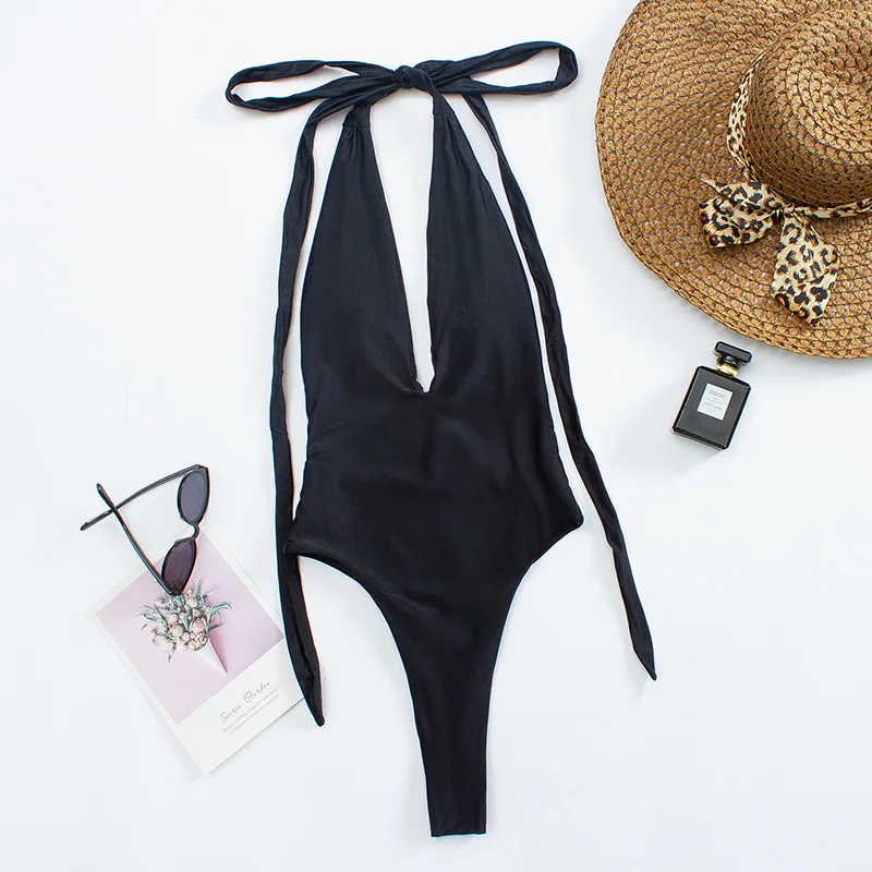 Цельный купальник оранжевый черный белый женский бандажный купальный костюм с