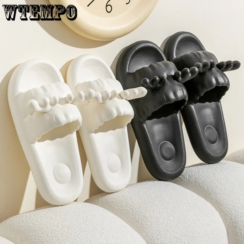 WTEMPO Cute Slippers Antlers Summer Thick Bottom Bathroom Couple Shoes Soft Beach Slides Women Anti-Slip Sandal Dropshipping