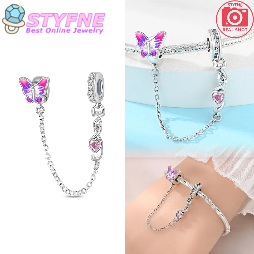 Ослепительное ожерелье из стерлингового серебра 925 пробы с подвеской-бабочкой