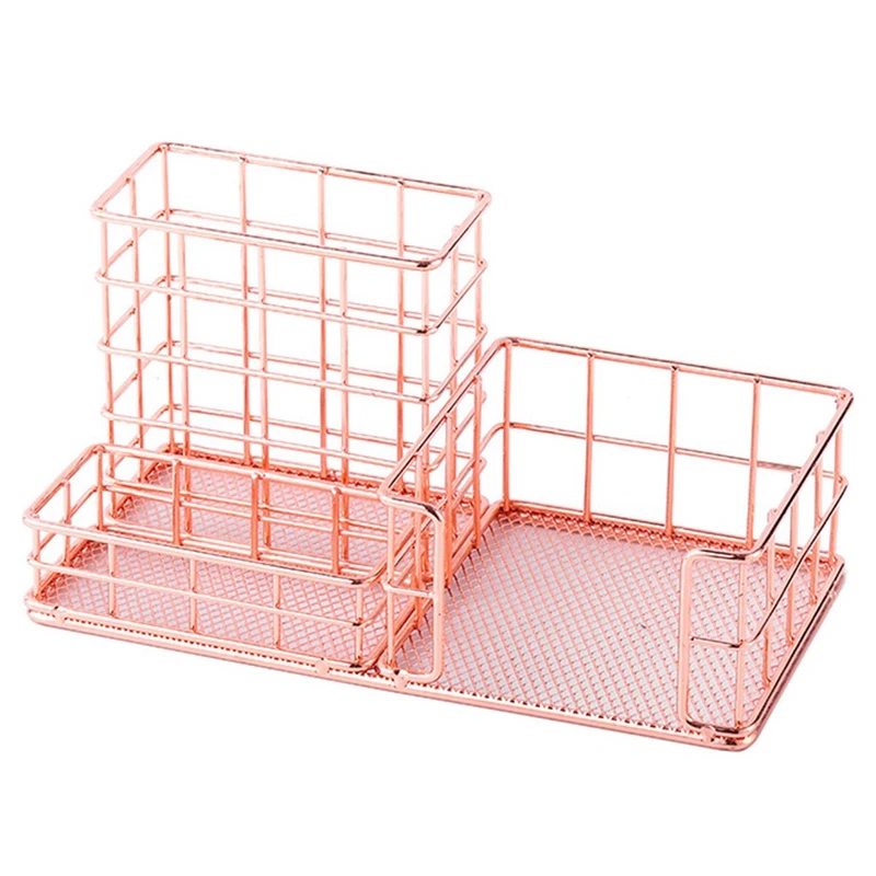 

Металлический держатель для канцелярских принадлежностей, многоярусная практичная полка цвета розового золота для офиса и школы