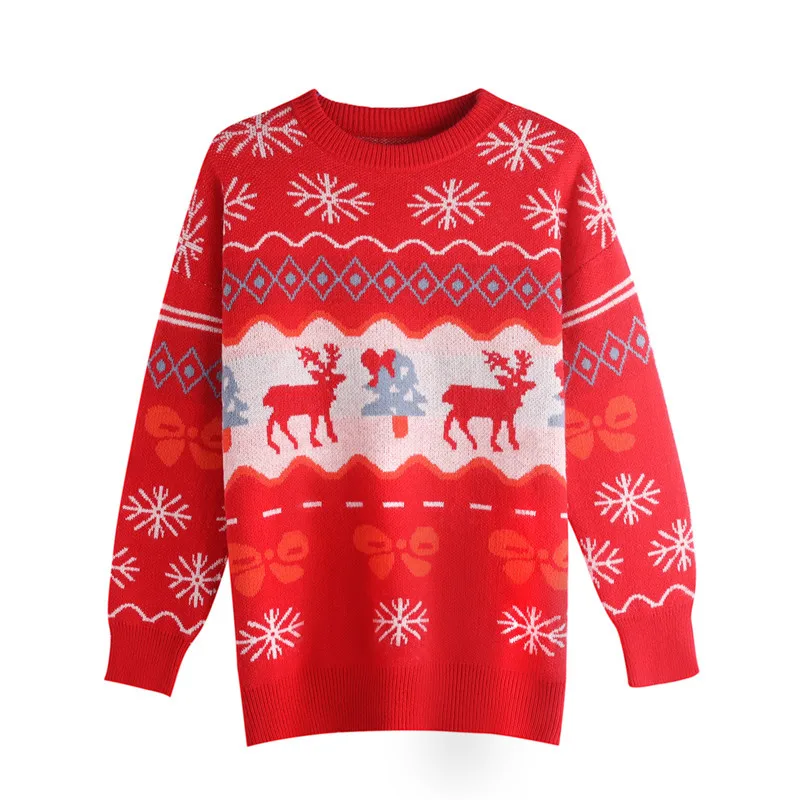 

Thickened Long-sleeved Pullover New Year's Red Sweater Women's 2022 New Ladies' Loose Wearing Elk Large Size Lazy Wind Pullover.