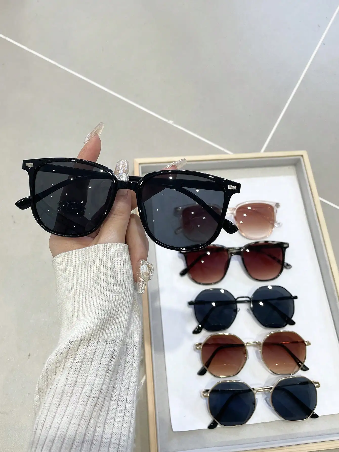 Винтажные Солнцезащитные Очки Унисекс С Геометрическим Рисунком Набор Из 6