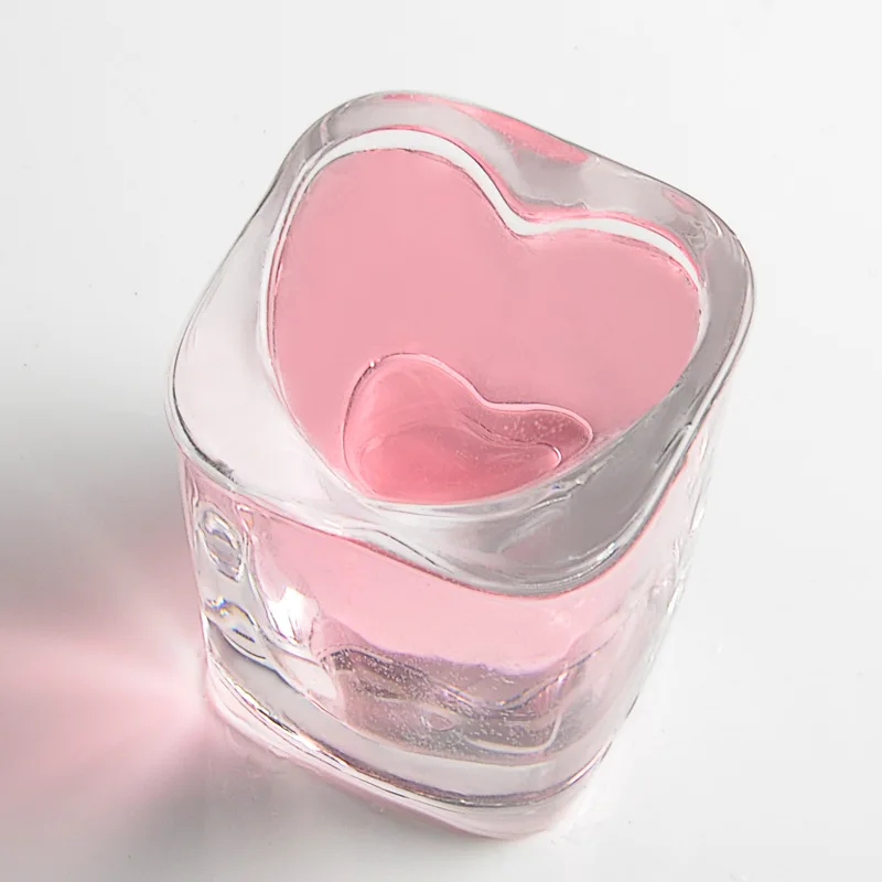

Heart Love Shaped Glasses Liquor Mug Cup Barwhisky Cocktails Wine Water Mug Heat Resistant Brandy Snifters Drinkware Lover Gift