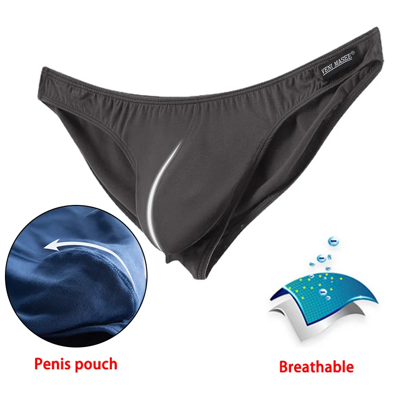 Man Penis Pouch Briefs Ultra Low Waist Underwear Breathable Modal 3D Big Dick U-Convex Sexy Lingerie Sport Underpants Elastic