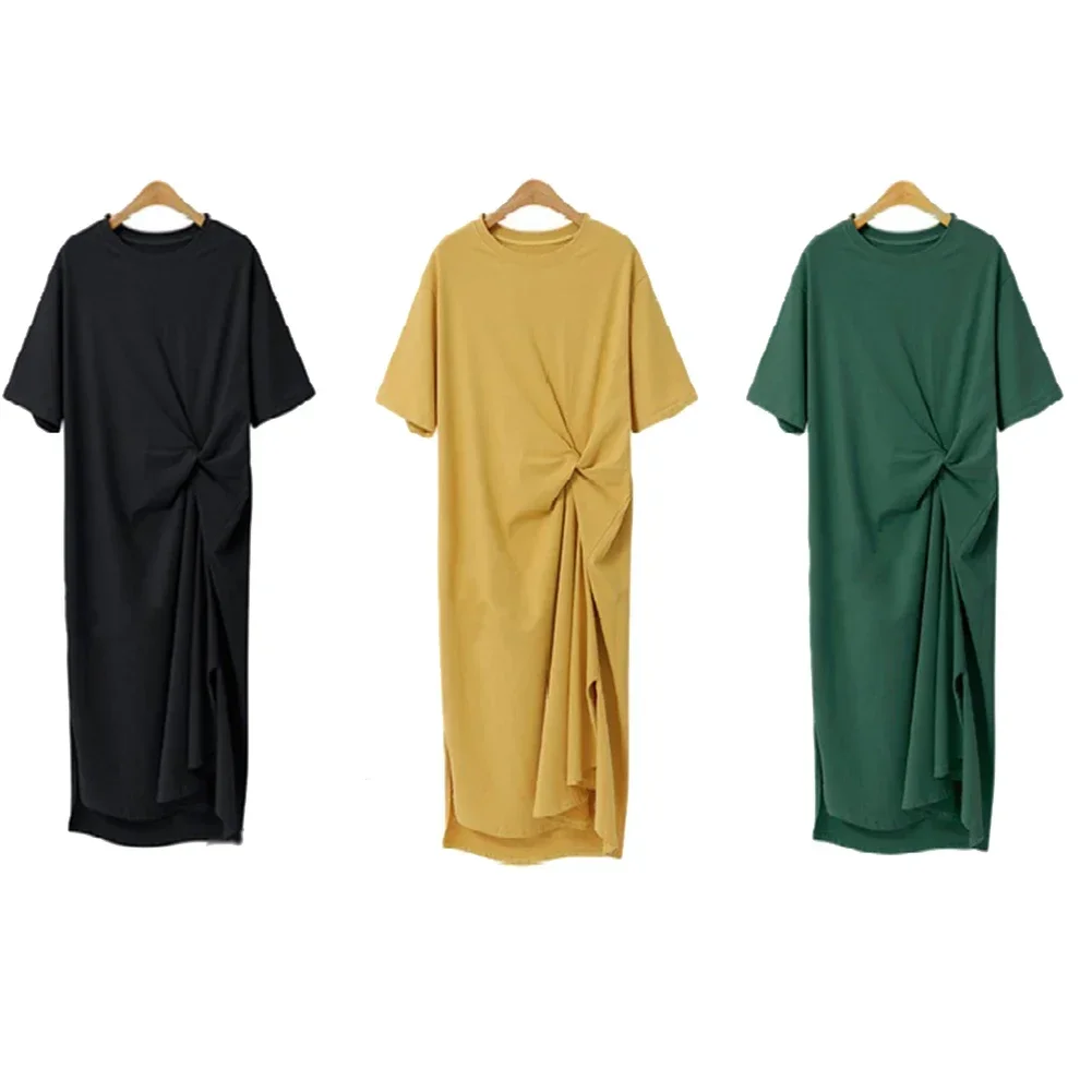 damską sukienkę z krótkim rękawem 1 szt. Wygodny trwały na lato w stylu koreańskim średnio elastyczność mleczny jedwab