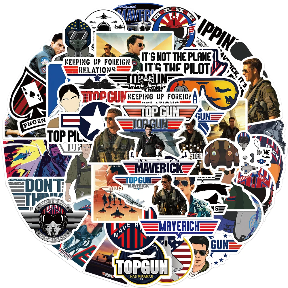 10/25/50PCS Movie Top Gun Maverick Tom Cruise Sticker Waterproof Graffiti Decal Laptop Luggage Guitar Helmet Kids Toys Gift