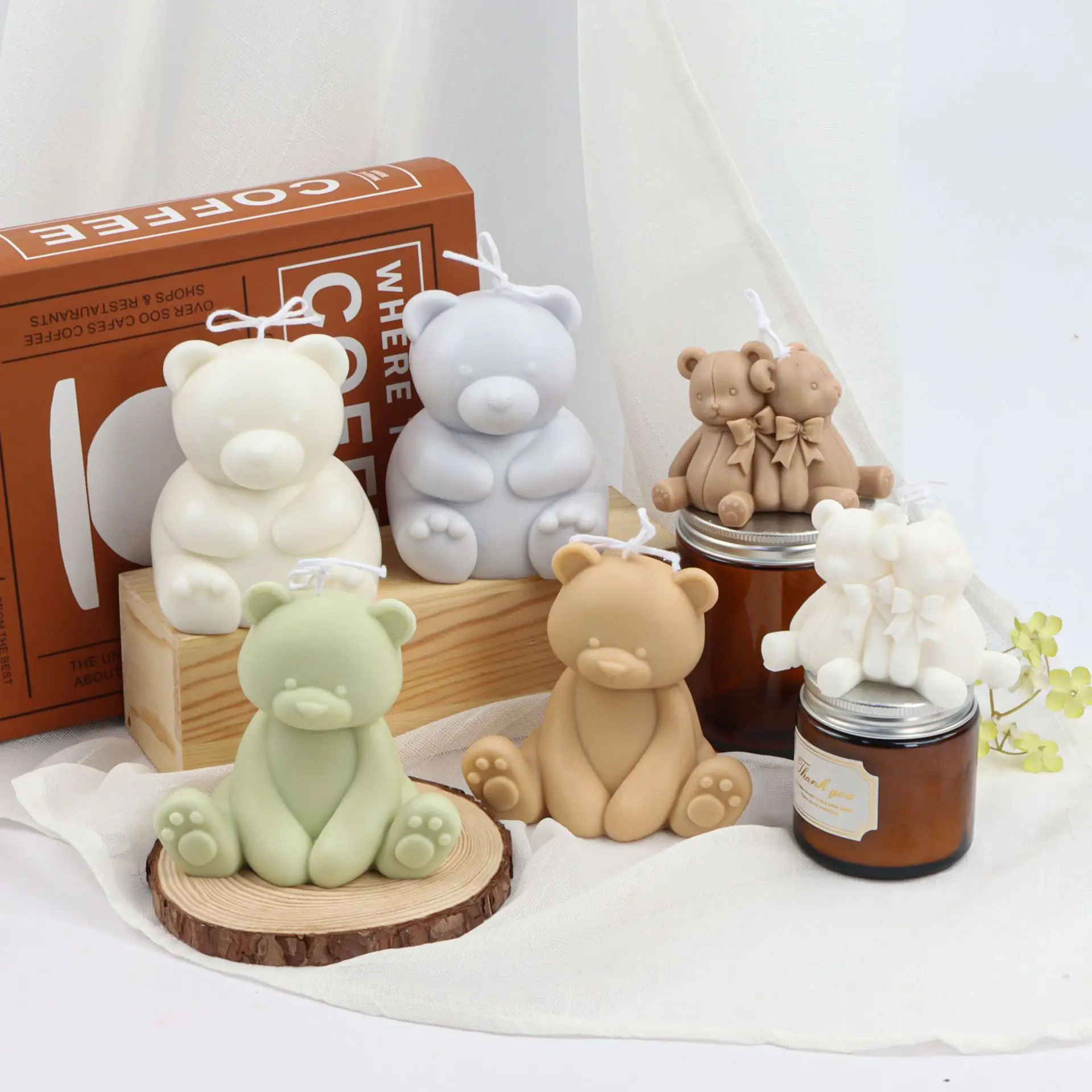 

Teddy Bear Candle Silicone Molds for Handicrafts Ice Gypsum Products Cement Pots Resin Epoxy Candles Soaps Silicon Mold
