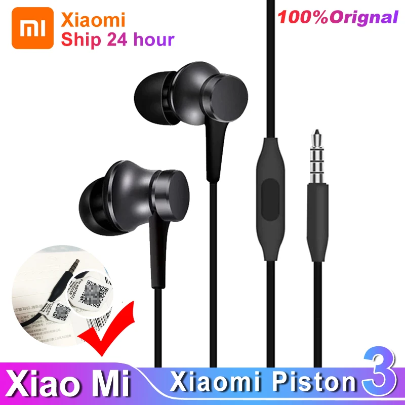 

Original Xiaomi Piston 3 Earphone Bass Wired 3.5MM In-ear Sport Headphone With Mic Headset for Phone Xiaomi Samsung Huawei