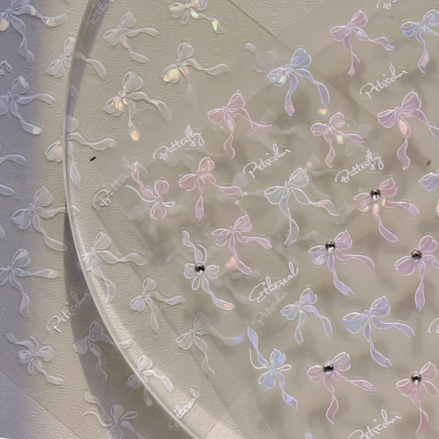 Красочная нежная лазерная лента с кристаллами блестящий бант жемчуг кролик