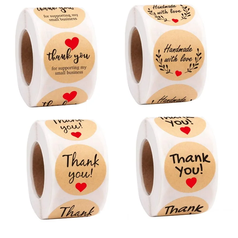 

100-500pcs/Roll Kraft Paper Seal Labels Handmade Thank You Especially Wedding Baby Show Packing Gift Decorative Stickers