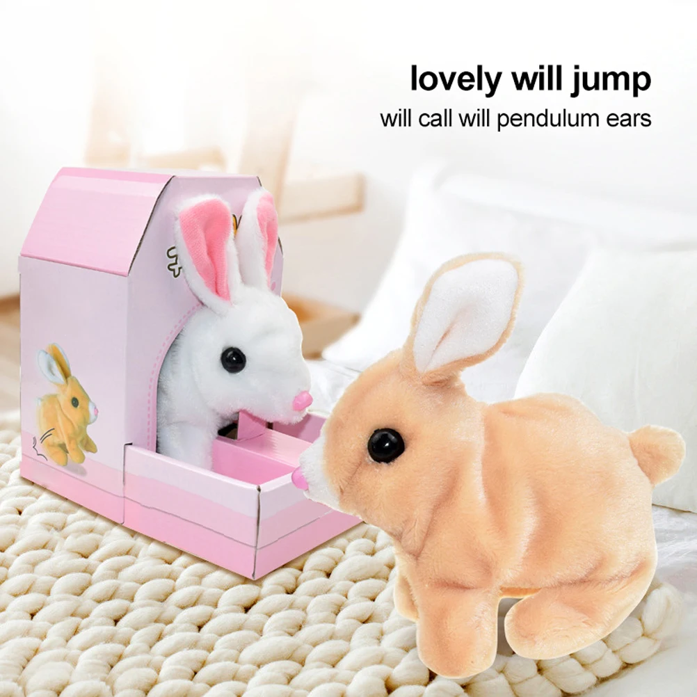 

Электрическая плюшевая игрушка кролик на батарейках, Мягкий Кролик, прыгающие уши со звуком, Интерактивная игрушка, подарки для детей, кукл...