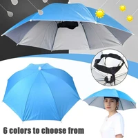 69cm portable rain umbrella hat foldable outdoor camping shade fishing accessories beach cap wear waterproof h r2l7