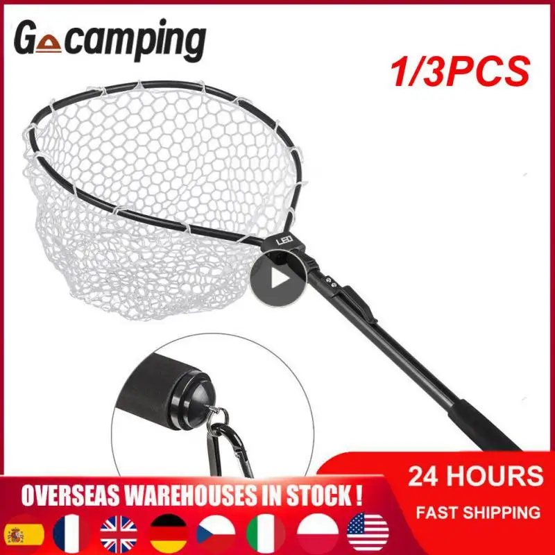 

1/3PCS Leo Fly Fishing Net Fish Landing Net With Folding Aluminum Handle And Soft Rubber Mesh Perfect For Catch And Release