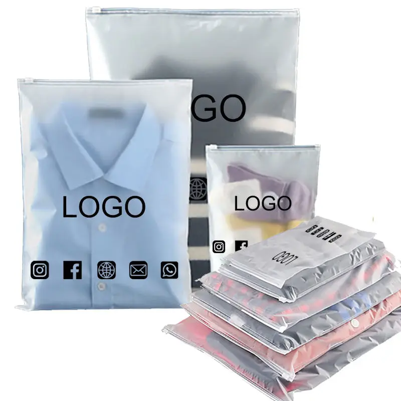 

Custom ZGCX Custom Logo Pouches Frosted Printed Ziplock For Clothes Package PVC Clothing Packaging Bag Customized Plastic Zippe