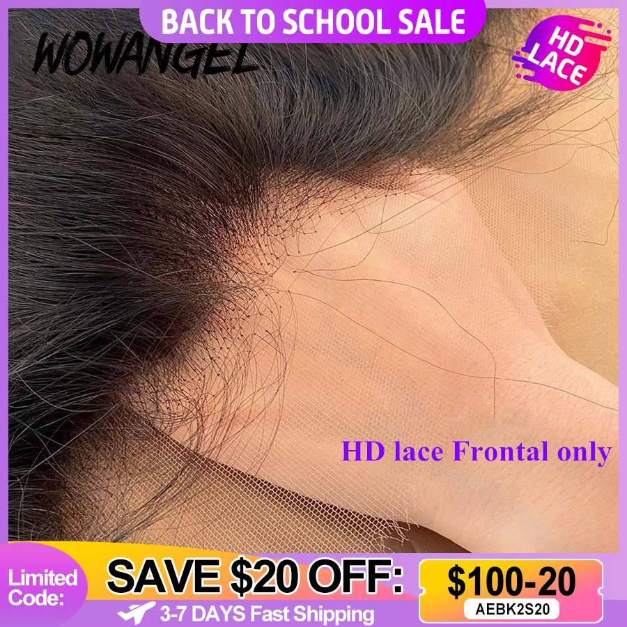 Wow Angel 13x6 HD lace Frontal Invisible HD Transparent Lace Melt Skins Straight 13x4 HD Lace Only Human Hair Remy Pre Plucked