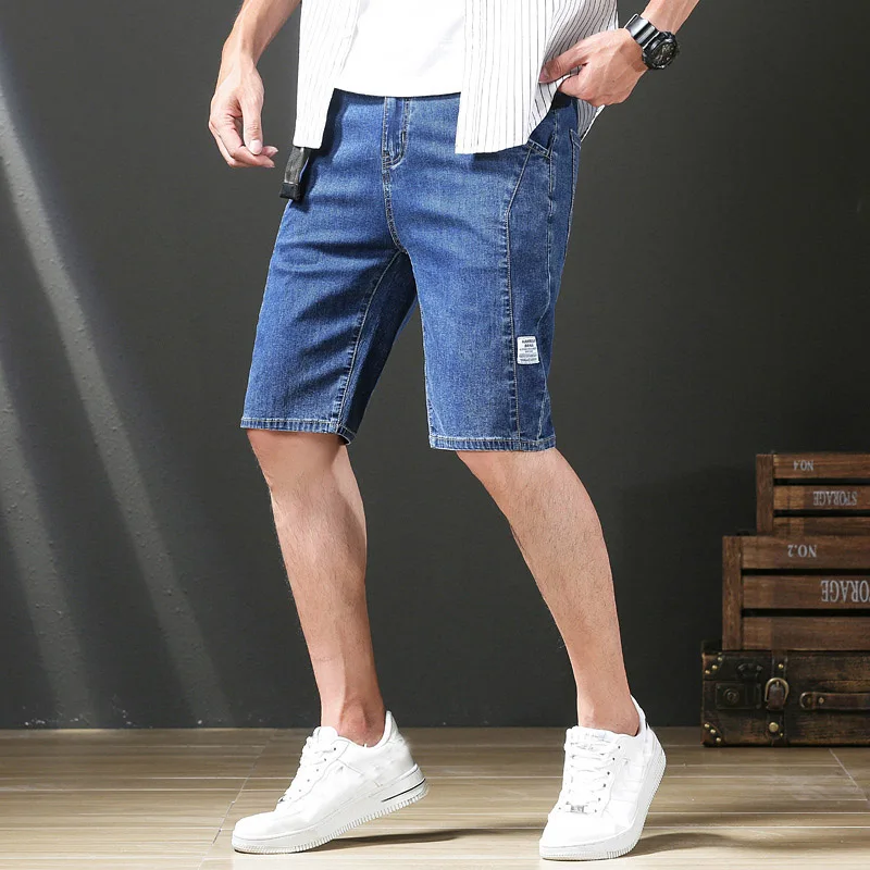 Джинсовые шорты для мужчин среднего возраста, тонкие брюки, бриджи, большие размеры 45 46, на лето