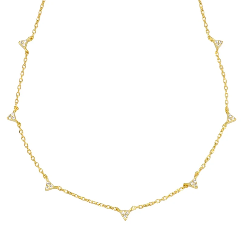 

CANNER Triangular Crystal Necklace For Women Silver 925 Jewelry Diamond Long Chain Pendente Charm Gold Necklace Bulk