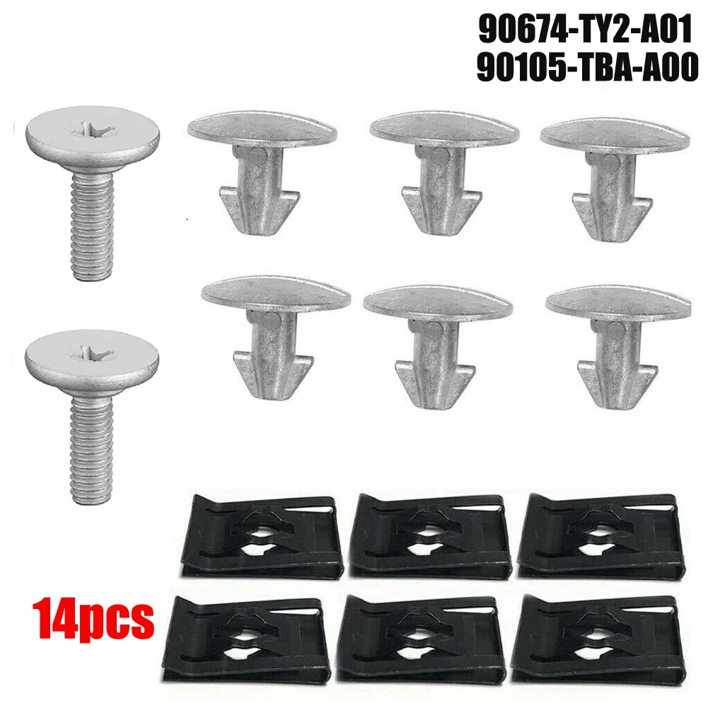 

Screw Engine Lower Cover Screw 14 Pcs Access Accessories Clip Metal Screw Nice Pratical Durable Interior Parts
