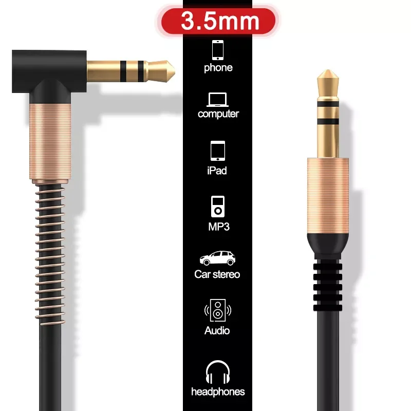 

Jack Audio Cable 3.5mm Car Spring AUX Cable Gold Plated jack male to male speaker cables Cord for JBL Headphones