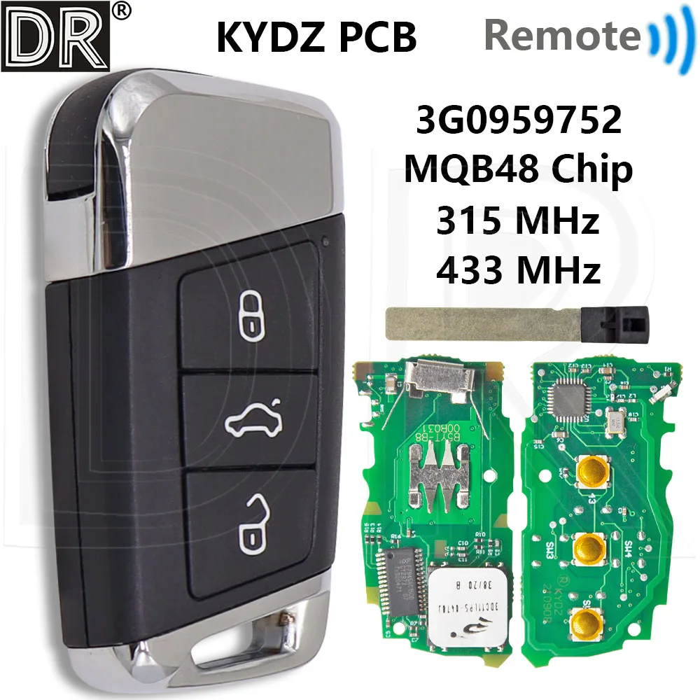 

Отличный чип MQB48 315/433 МГц 3G0959752 Автомобильный дистанционный ключ для VW Volkswagen Passat Variant Magotan B8 Superb Skoda A7 2015-2020
